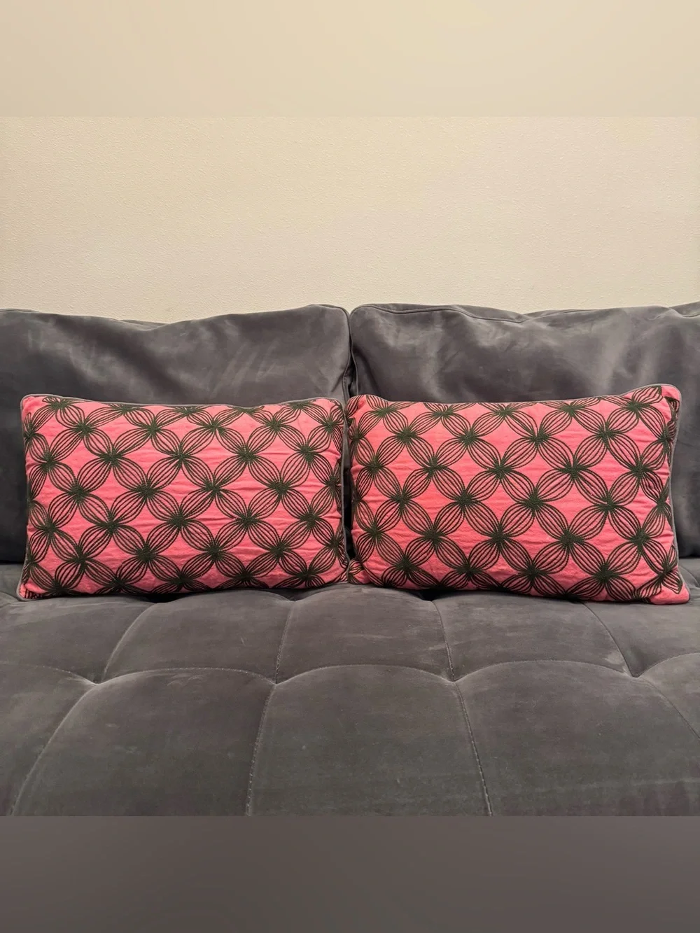 Set of 2 Lumbar Embroidered Accent Pillows